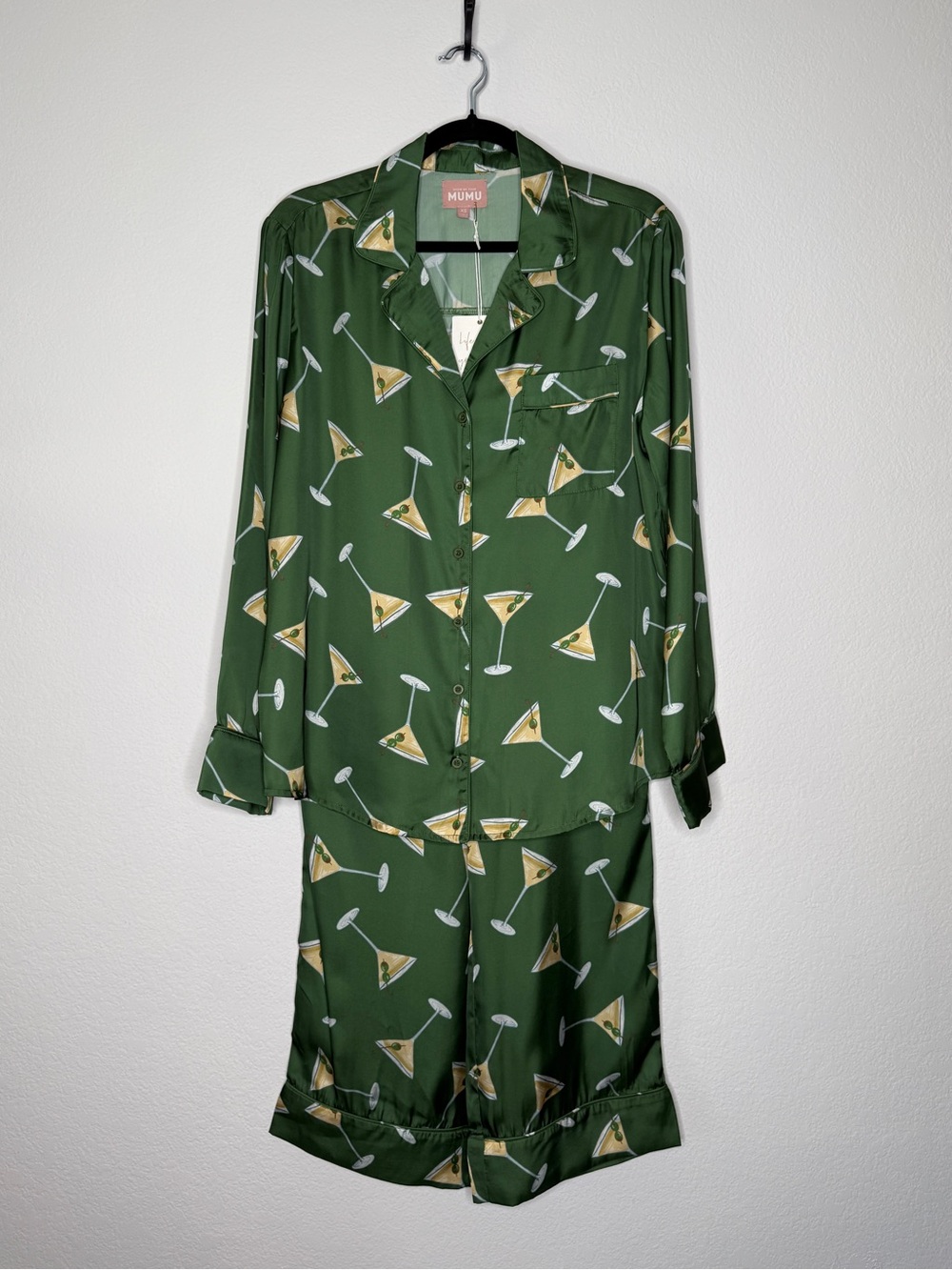 Show Me Your MuMu Martini-Print Long Sleeve PJ Set NWT